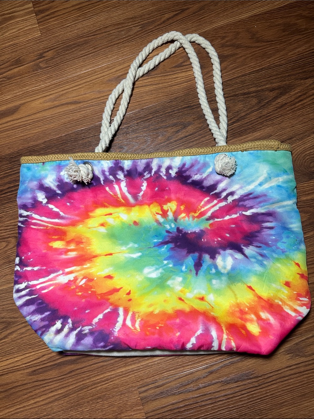Tie-Dye Rope-Handle Beach Tote Bag - Multicolor